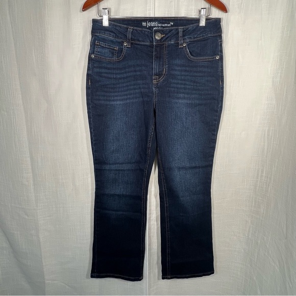 Maurices M Jeans Mid Rise Dark Wash Blue Stretchy Denim Size 10 Extra Short - Picture 1 of 8